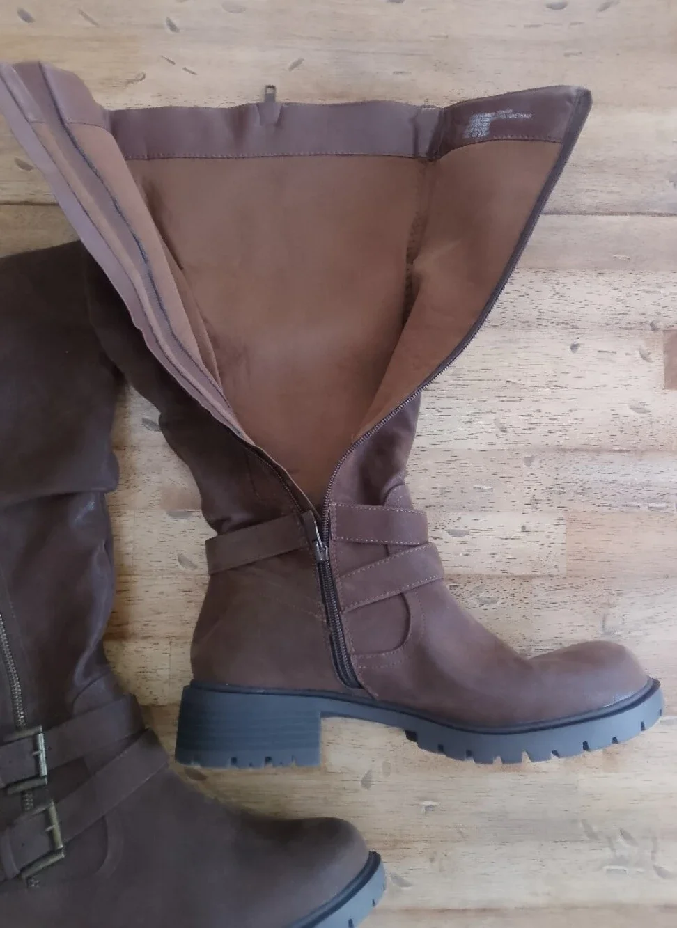 Torrid Women's Brown Suede Mid-Calf Riding Boots with Buckle Detail 9.5WW